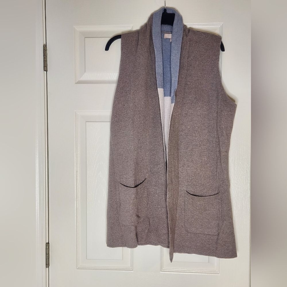 Benedetta B. L PastelChocolate WOOL CASHMERE Blend Knit Slvless Women Cardigan
